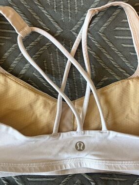 lululemon athletica Strappy Sports Bra in White and Light Tan